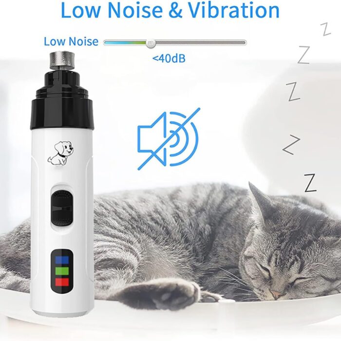 Electric Pet Nail Grinder with LED Light – Quiet USB Rechargeable