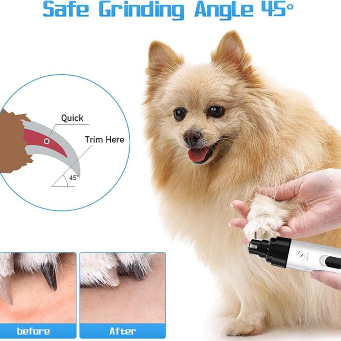 Electric Pet Nail Grinder with LED Light – Quiet USB Rechargeable
