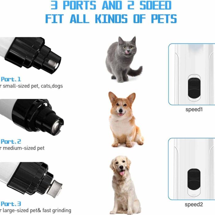 Electric Pet Nail Grinder with LED Light – Quiet USB Rechargeable