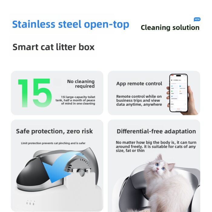 Self-Cleaning Automatic Cat Litter Box with App Control