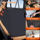 Illustrated steps for installing a rear car seat cover