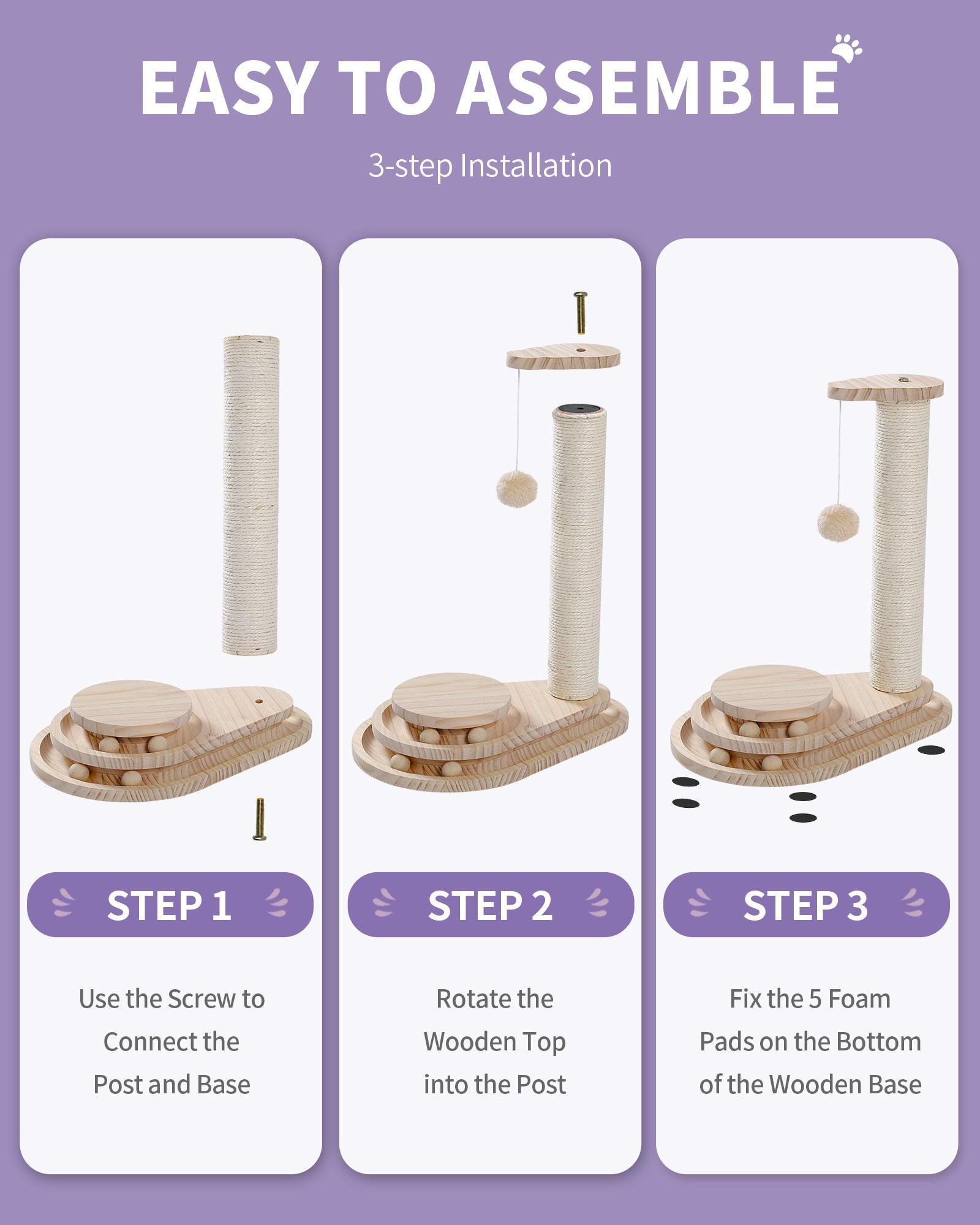 2ac6bfda-d708-441f-b7d6-510a51adcc02.jpg Three steps for assembling a cat scratching post and ball track