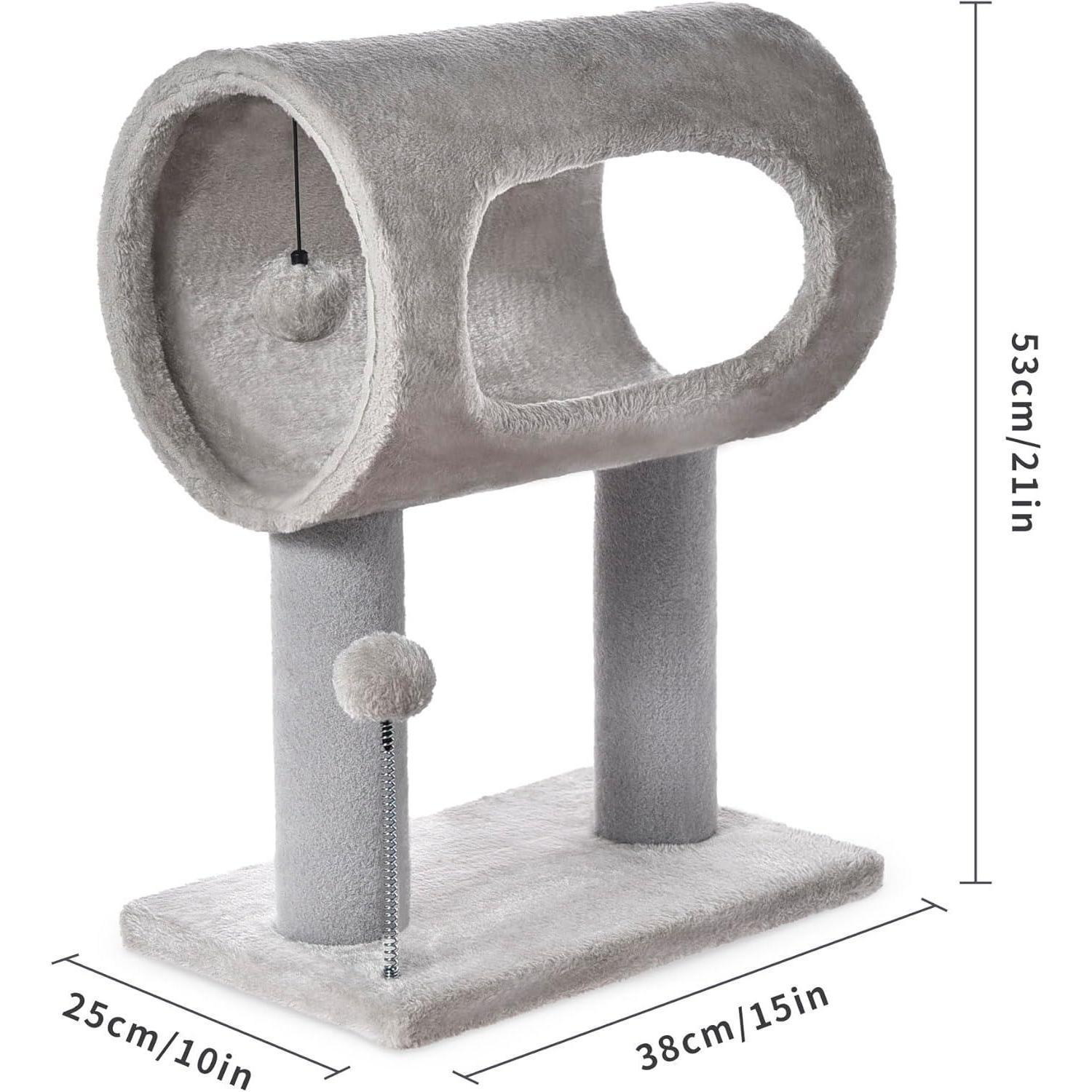 4aac2ce9-7aae-40b0-8cdd-4fa5629f5f9a.jpg Gray cat tunnel tree with labeled dimensions