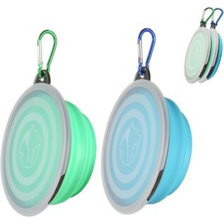 Collapsible Pet Travel Bowls with Covers, 2-Pack