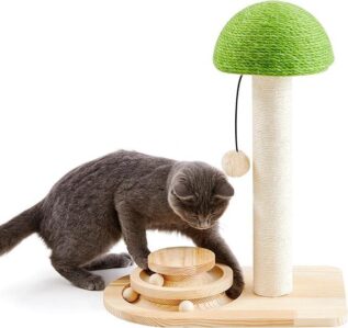 Mushroom Cat Scratching Post with Ball Track
