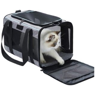 Soft Pet Carrier with Fleece Bed for Cats and Small Dogs