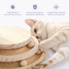 Cat playing with a two-level wooden ball track