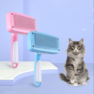 Self-Cleaning Pet Grooming Brush with Fine Pins