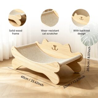 Wooden Cat Scratcher Lounge with Sisal Surface