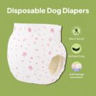 White disposable female dog diaper with pink print