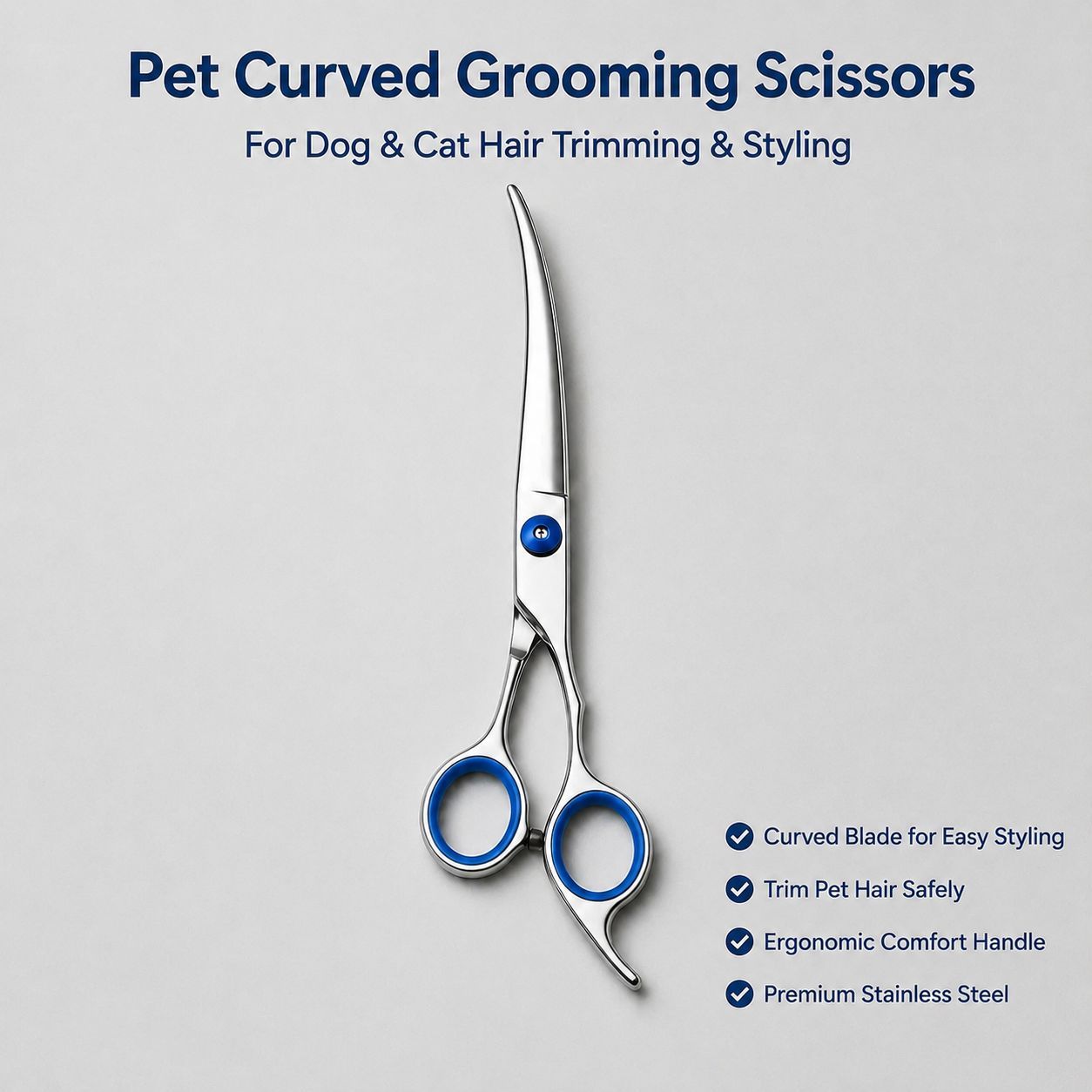 curved-pet-grooming-scissors-with-blue-finger-rings-3767 Curved pet grooming scissors with blue finger rings