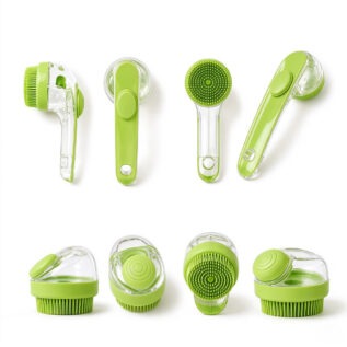 Two-Piece Pet Bath Brush Set with Shampoo Dispensers