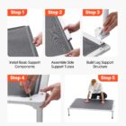Five illustrated steps for assembling an elevated dog bed