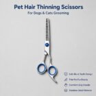 Pet thinning scissors with blue finger rings